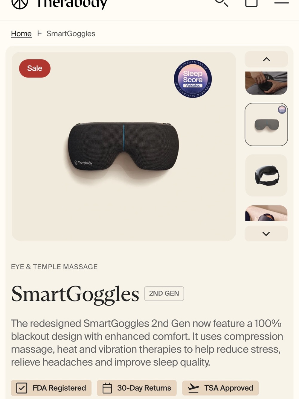 Therabody SmartGoggles 2nd Gen Black with Blue Accent